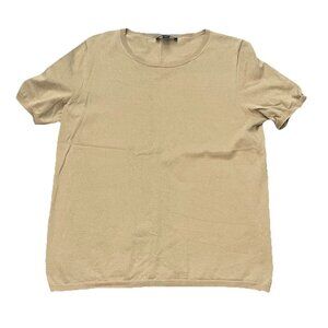 Ann Taylor Women’s Short Sleeve Crew Neck Sweater Size Large Tan Knit Stretch